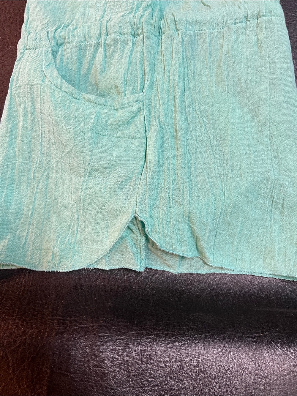 Women’s Turquoise Crochet-top Romper Shorts - Picture 6 of 6